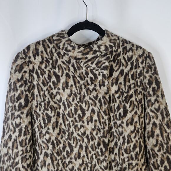 Chicos Fierce Womens Faux Fur Emma Jacket 2 Large Leopard Brown Tan Cheetah Coat - Picture 2 of 9